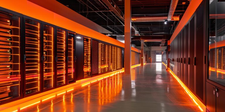 futuristic-mood-is-created-by-orange-lights-shining-rows-server-racks-this-contemporary-data-center-generative-ai